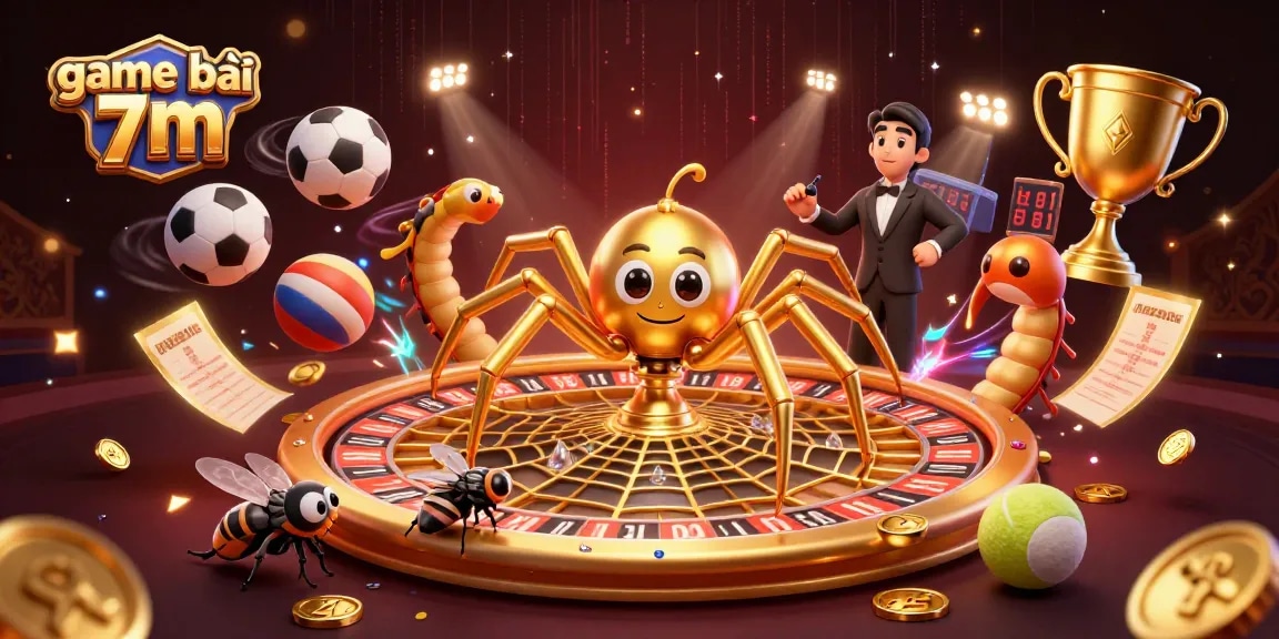 Experience excitement with game bài 7m, featuring colorful 3D characters in a vibrant casino scene.