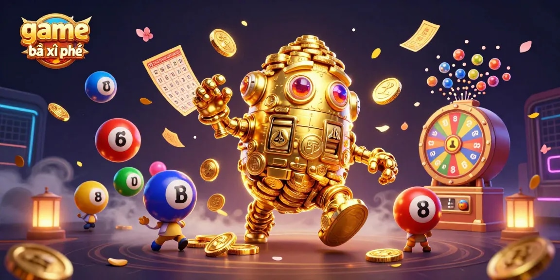 Experience game bài xì phé in an energetic 3D digital casino scene full of excitement.