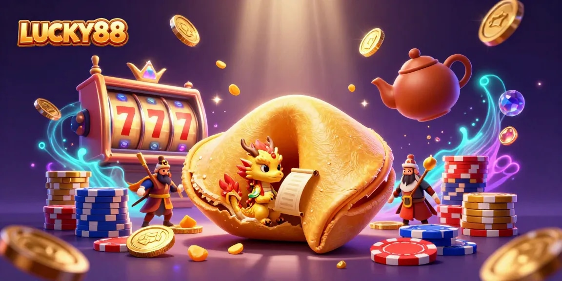Engage with LUCKY88's vibrant slot experience featuring animated golden fortune elements and captivating casino visuals.