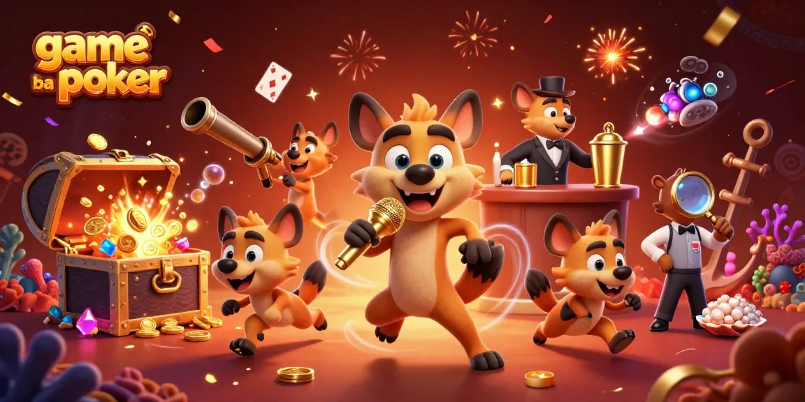 Engage in thrilling game bài poker at a lively casino scene featuring humor and excitement.