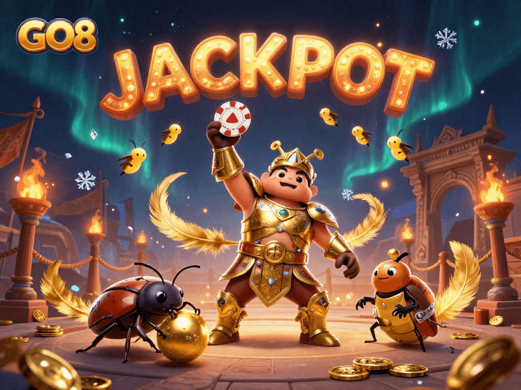 Spin the reels at GO8 for a chance at the dazzling jackpot with an epic beetle champion!