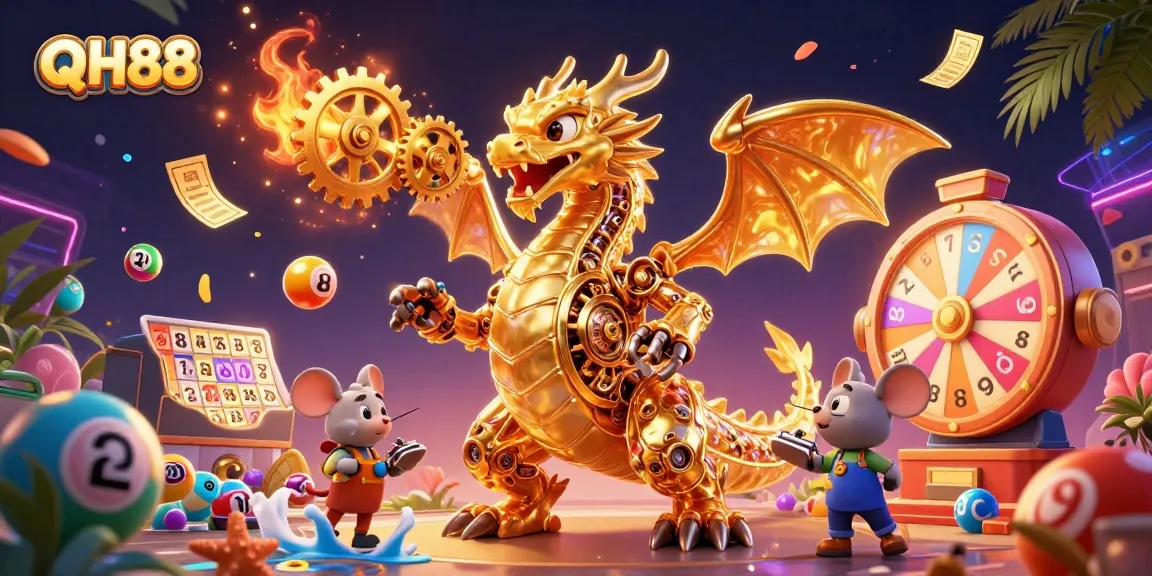 Experience thrilling gaming with QH88's golden dragon and dynamic lottery elements