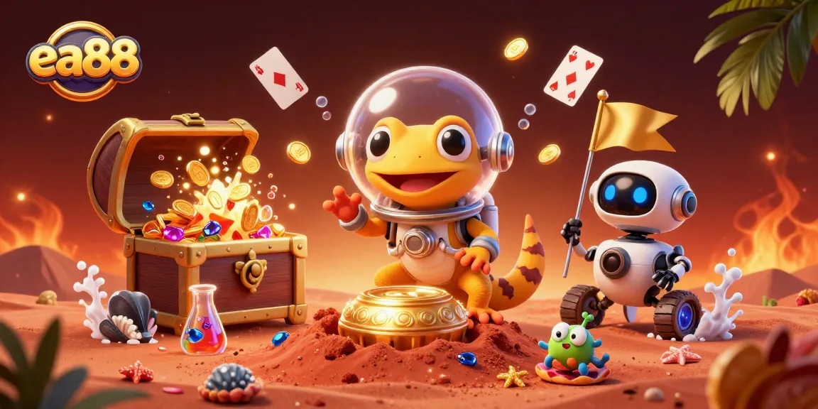 Experience thrilling gameplay at ea88 with a stunning Martian casino illustration showcasing vibrant gambling elements.