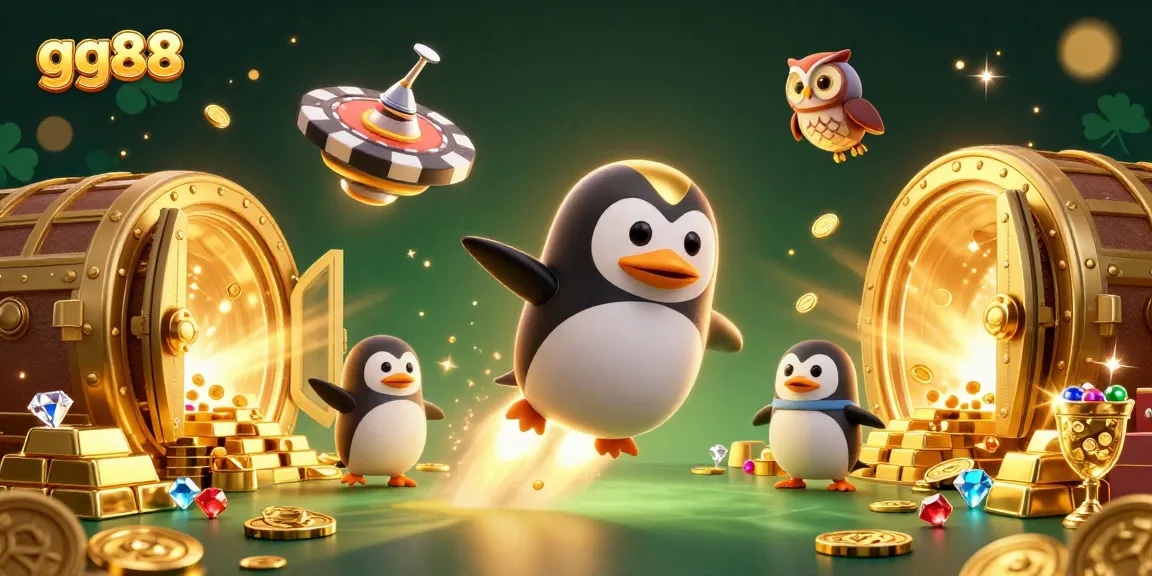 Join the exciting adventure at gg88 as the golden penguin launches toward the casino space station!
