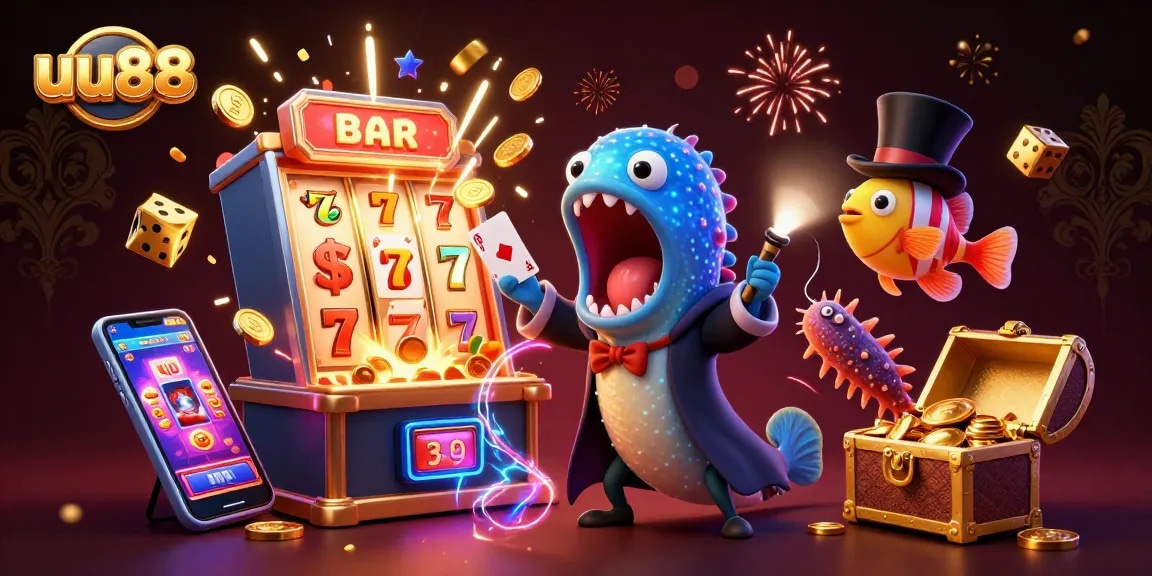 Experience thrilling gambling action with uu88 featuring animated characters and casino elements bursting with energy.