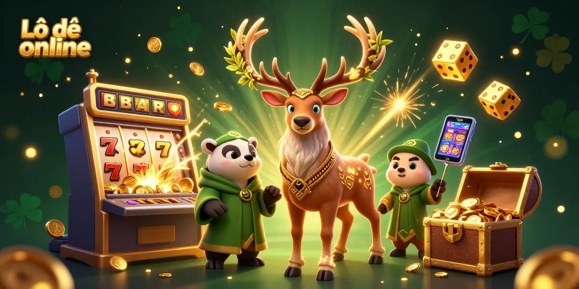 Win big with Lô đề online as a Celtic druid stag and wise badger celebrate in a rich jackpot scene.