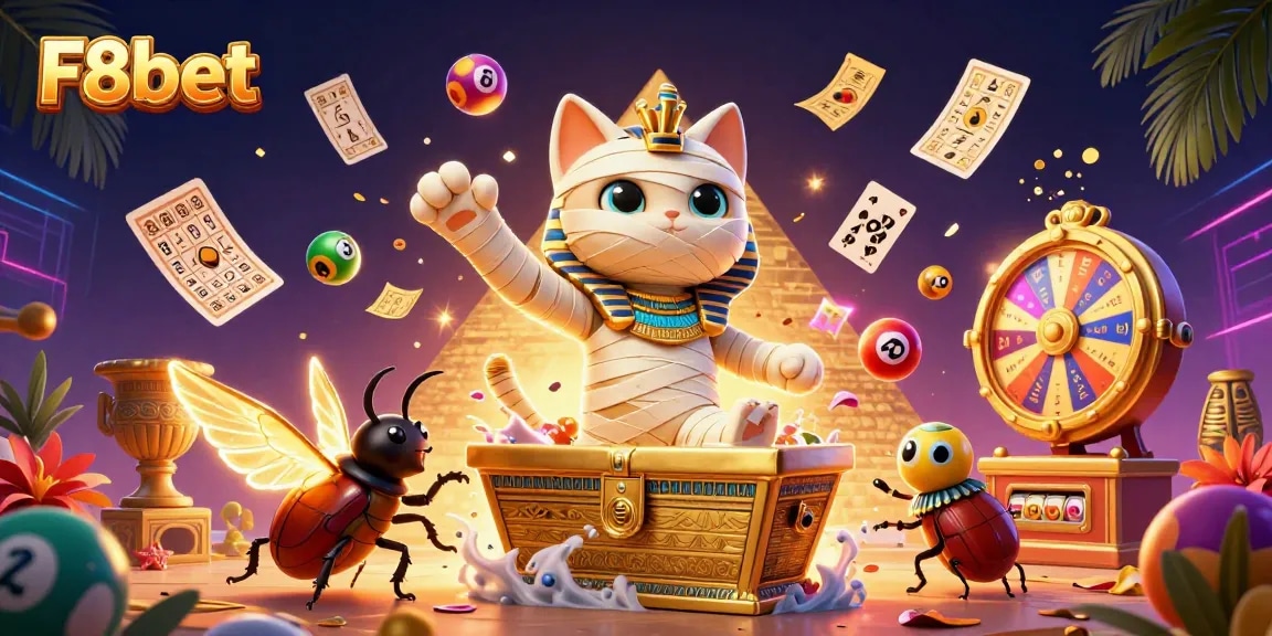Engage with F8bet's thrilling pyramid casino adventure featuring playful tomb raiders.