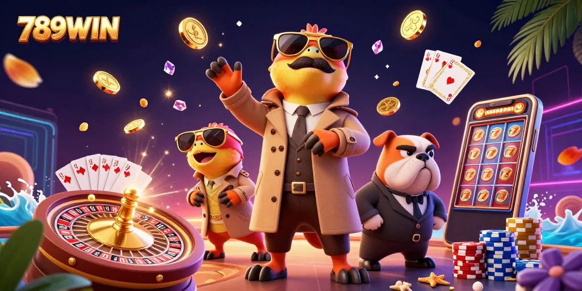 Experience excitement at 789WIN with raptors entering a VIP casino, surrounded by casino elements.