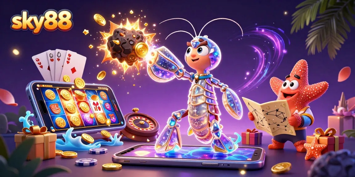 Experience thrilling gameplay at sky88 with vibrant slot machines and cartoon characters in action.
