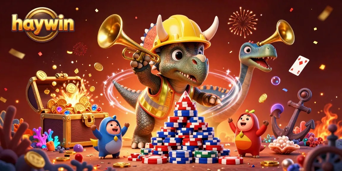 Experience haywin excitement in this vibrant 3D scene with playful casino elements.