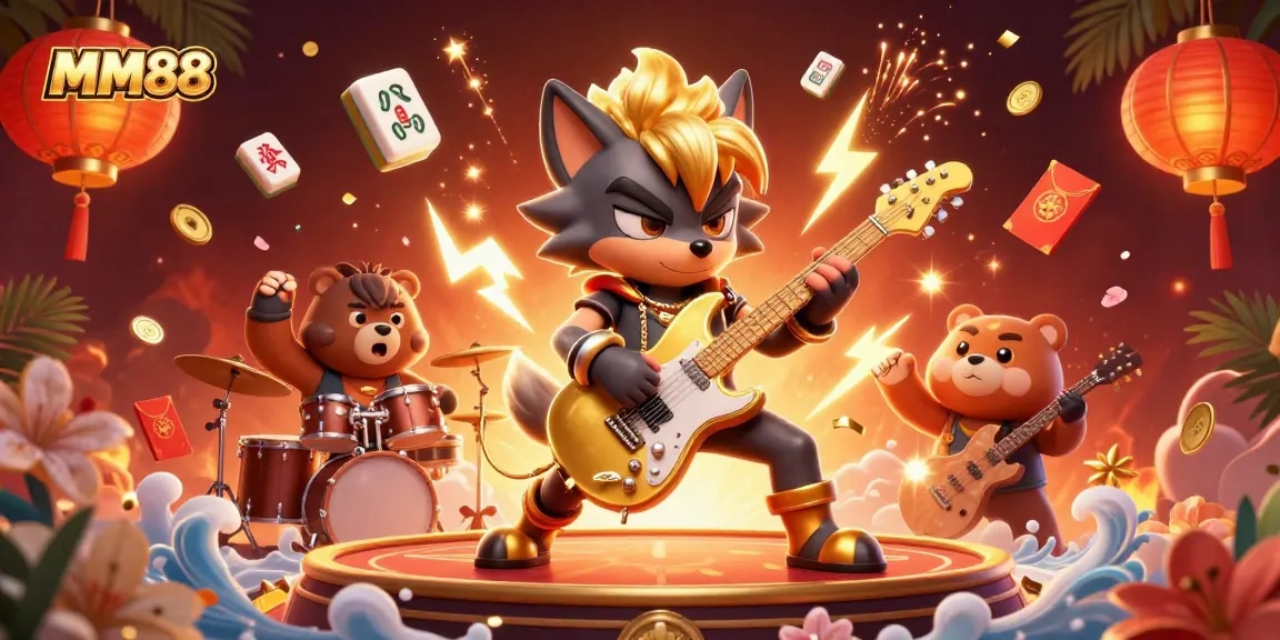 Experience MM88's vibrant casino world with electrifying characters and dynamic game elements.