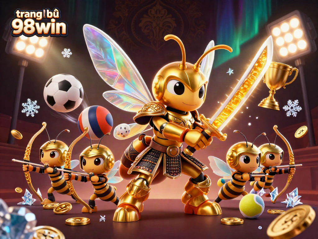 Engage with thrilling gameplay at trang chủ 98win, where golden hornets battle amidst dynamic sports elements.