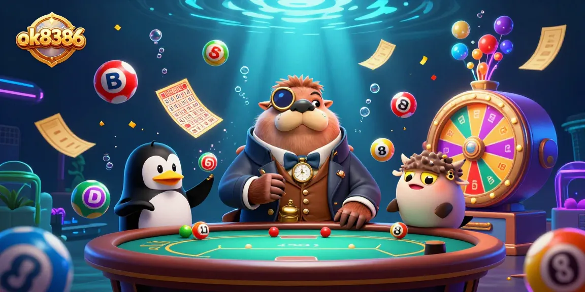 Engage with ok8386's underwater poker scene featuring a jolly walrus and unique elements.