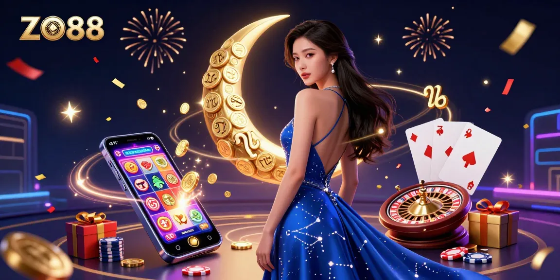 Experience thrilling moments with ZO88 featuring a stylish casino scene filled with games and rewards.