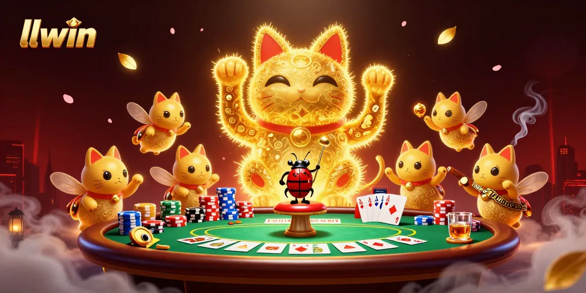 Experience thrilling gaming at llwin where golden fireflies create luck in a vibrant casino scene.