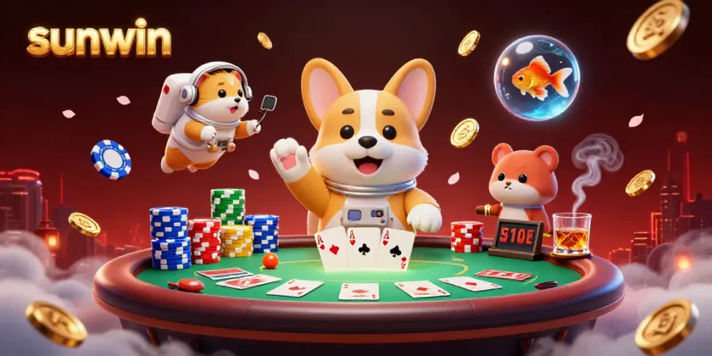 Experience exciting gameplay with Sunwin's unique 3D casino environment featuring vibrant characters and elements.