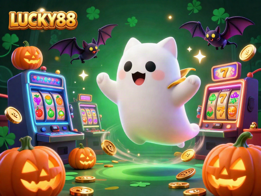 Experience the thrilling LUCKY88 slot machine action featuring dynamic characters and vibrant visuals.