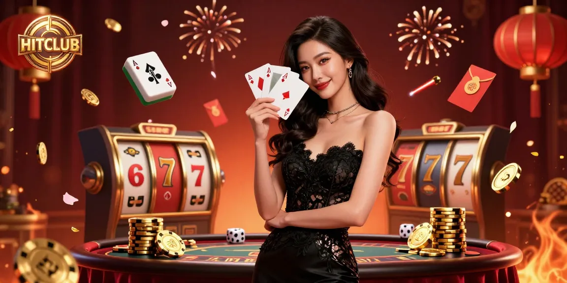 HITCLUB offers exciting gameplay with slot reels, vibrant golden jackpot counters, and elegant casino ambiance.