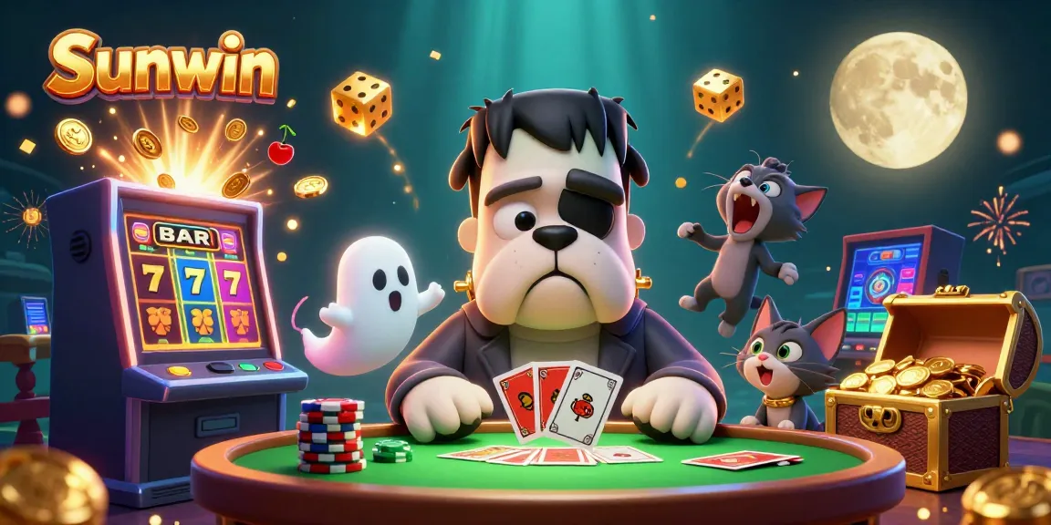 Experience thrilling gaming as Sunwin’s Frankenstein bulldog deals cards amid a jackpot explosion.