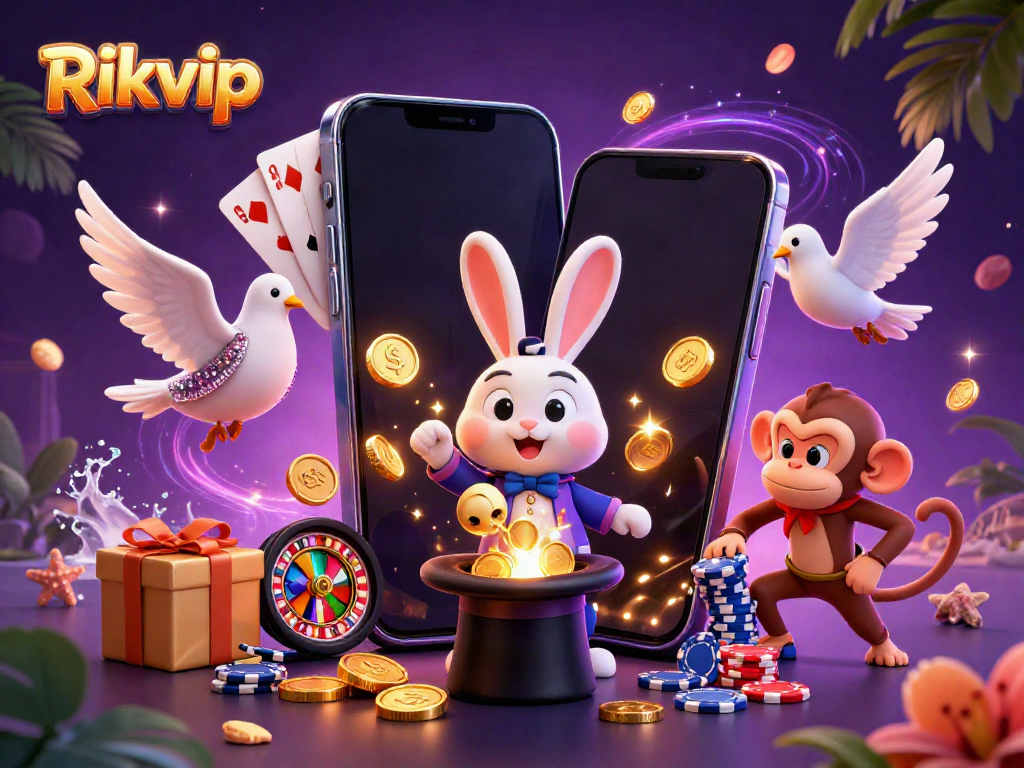 Win big with Rikvip's magical casino experience featuring illustrated characters and games