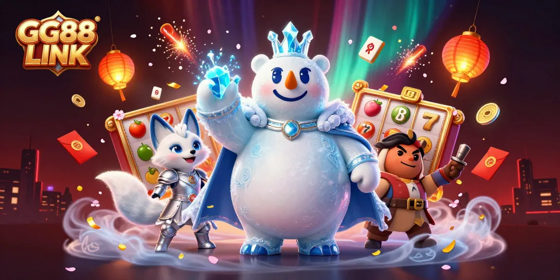 Engage with GG88 LINK for thrilling casino adventures, featuring a majestic polar bear and animated gaming elements.