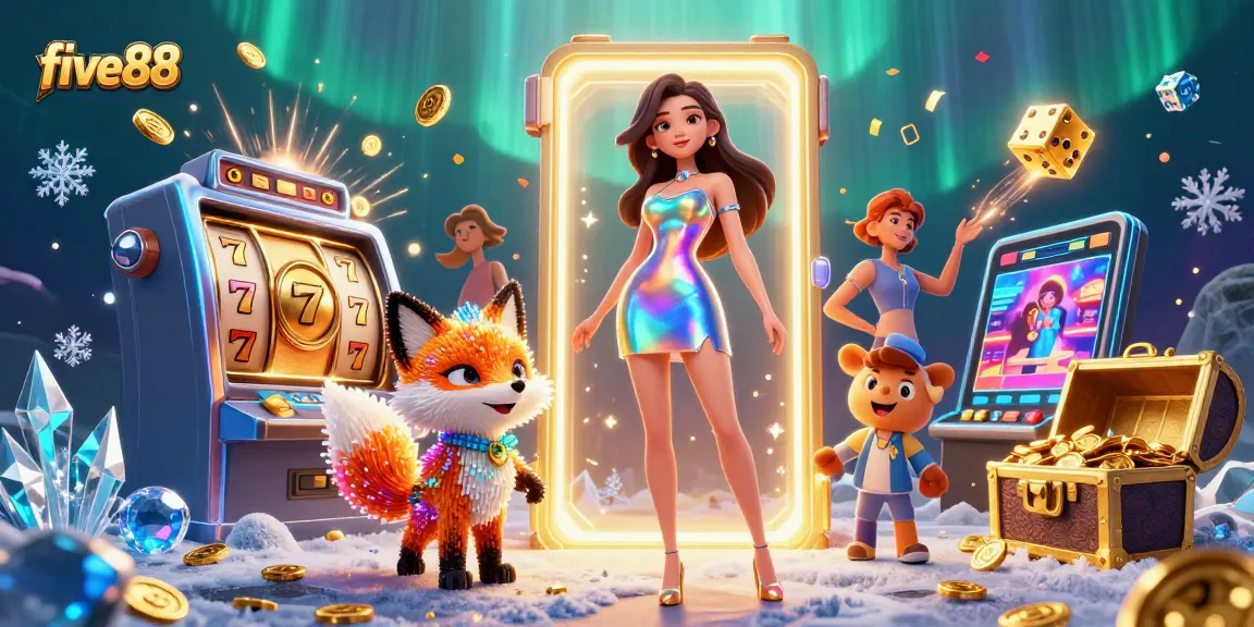 Win big with five88 at our vibrant casino, featuring immersive slot machines and colorful game elements.