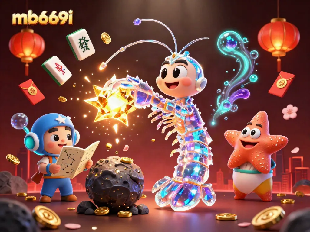 mb669i showcases a vibrant 3D scene with galactic characters and interactive casino elements.