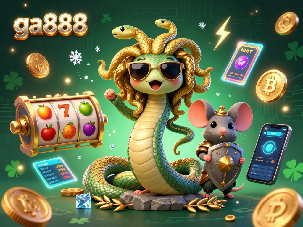 Experience thrilling gaming strategies with ga888 through vibrant 3D casino art featuring Medusa and crypto elements.
