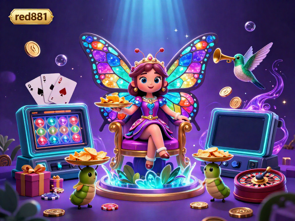 Play slots at red881 with captivating characters, vibrant colors, and dynamic casino elements.