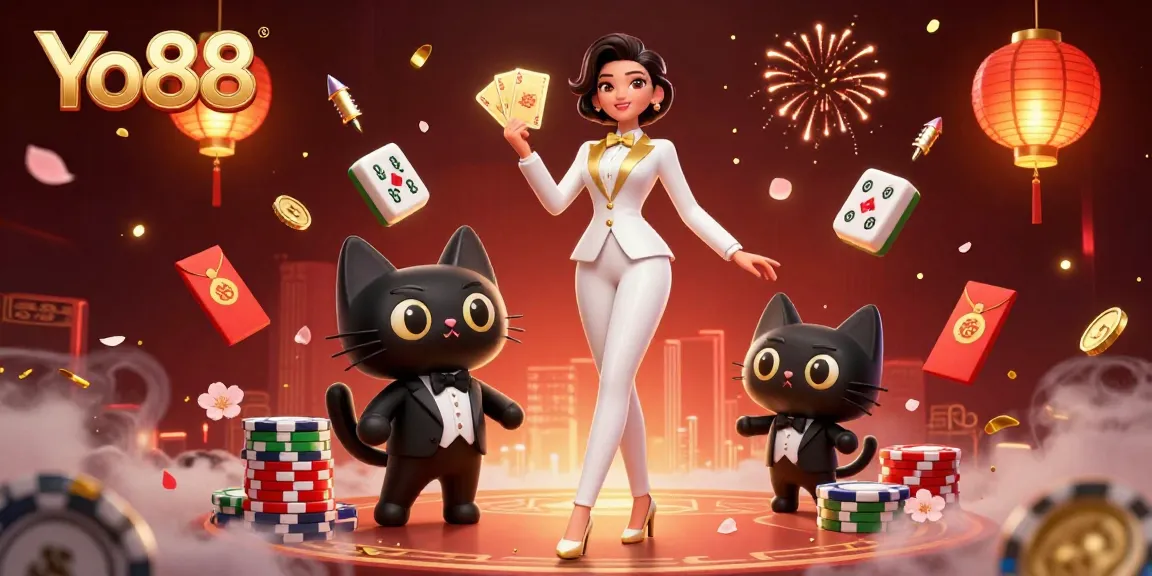 Experience thrilling moments at Yo88 with a glamorous dealer and lucky onlookers in a vibrant casino scene.