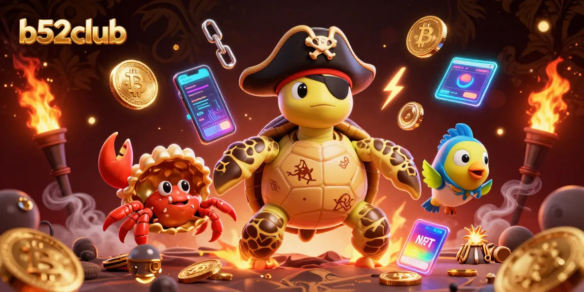 Engage with b52club's vibrant online gaming scene featuring dynamic characters and cryptocurrency elements.