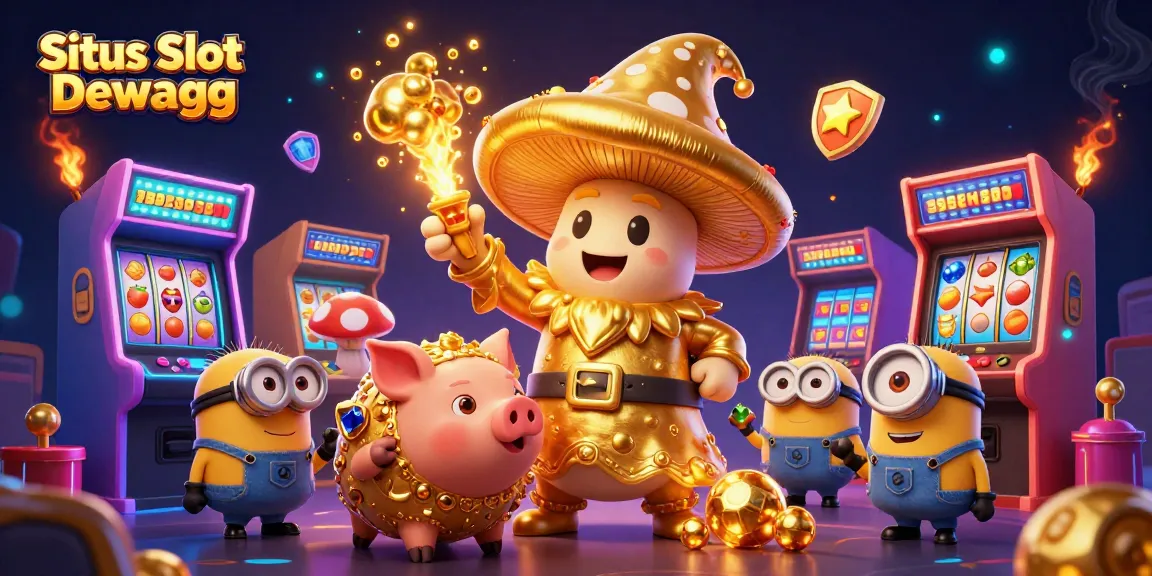 Situs Slot Gacor Dewagg unleashes colorful 3D gaming magic with golden wizard and treasure