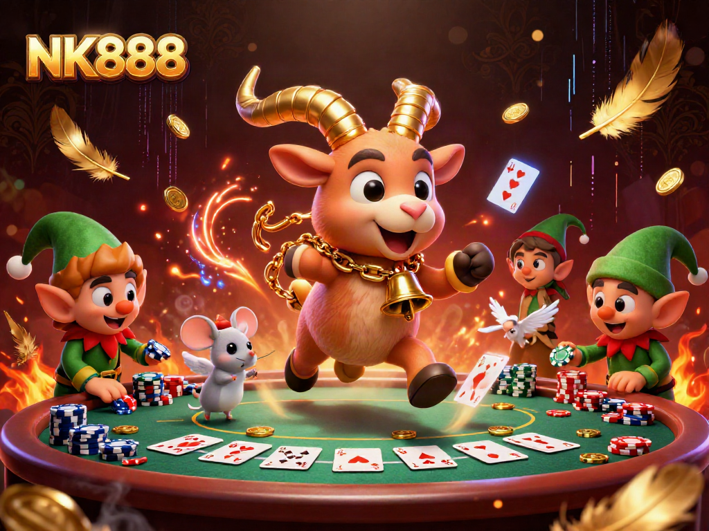 Witness NK888's festive-horror casino where the Krampus goat oversees playful mischief and poker chaos.