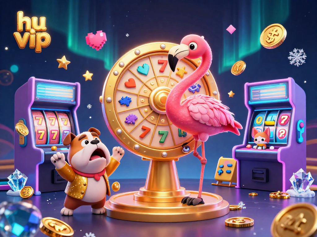 Experience thrilling gameplay at hu vip with exciting slot machines, glowing arcade games, and animated characters.