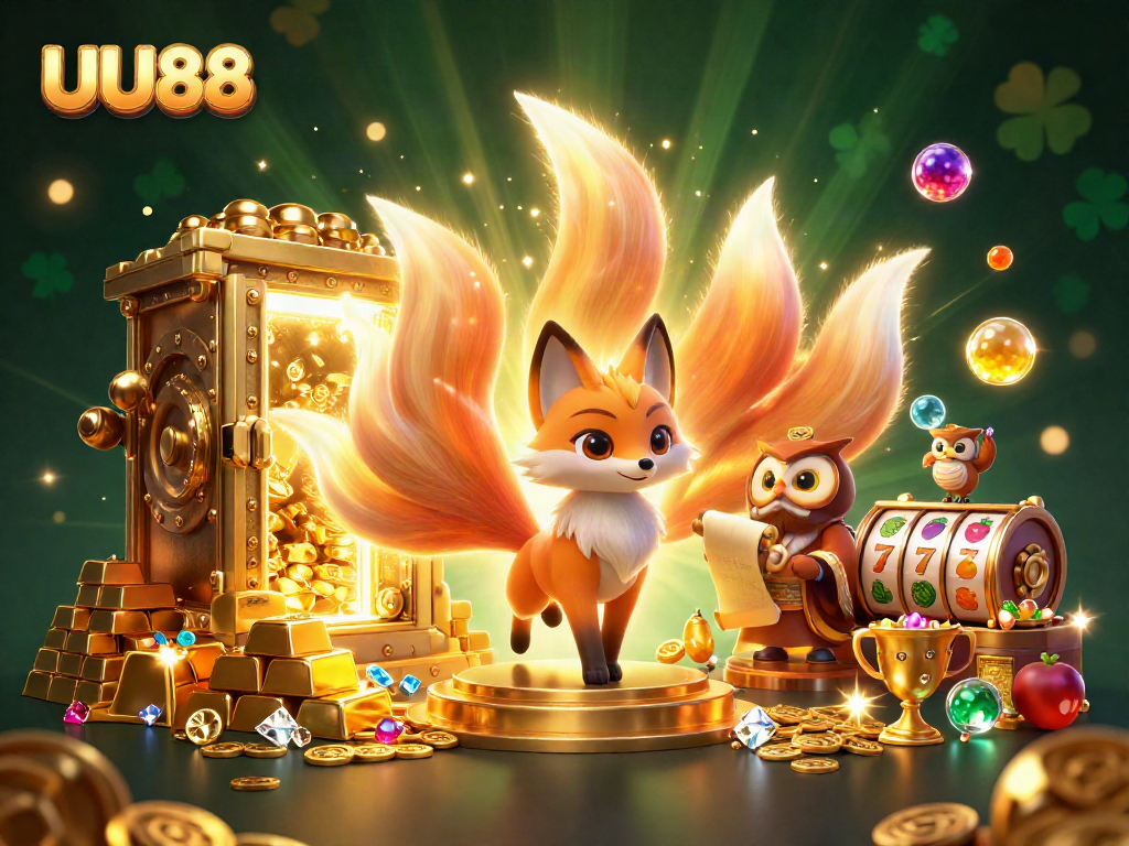 UU88 brings excitement to slots with a nine-tailed fox and vibrant casino treasures