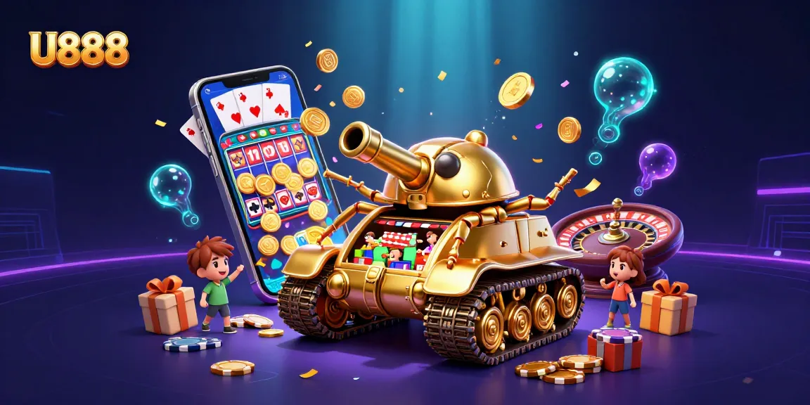 Experience U888's thrilling casino action within a golden beetle tank bursting with excitement.