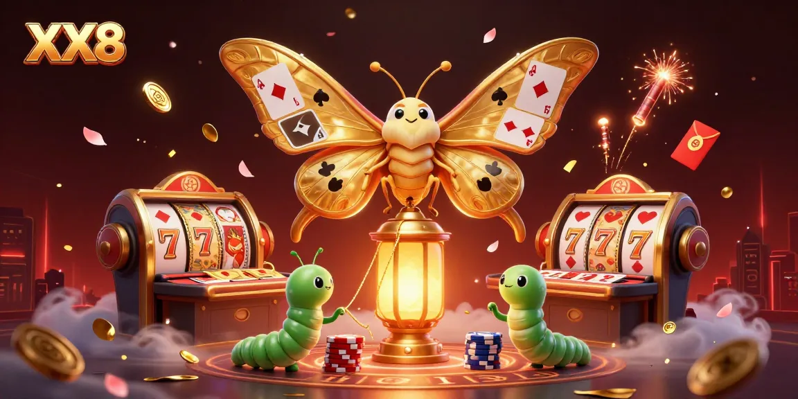 Experience vibrant gaming with the XX8-inspired 3D casino scene filled with colorful symbols and action.