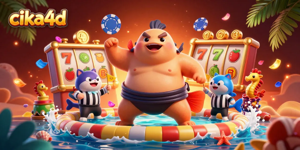 Experience excitement with cika4d as a fugu and catfish referee engage in a colorful underwater casino.