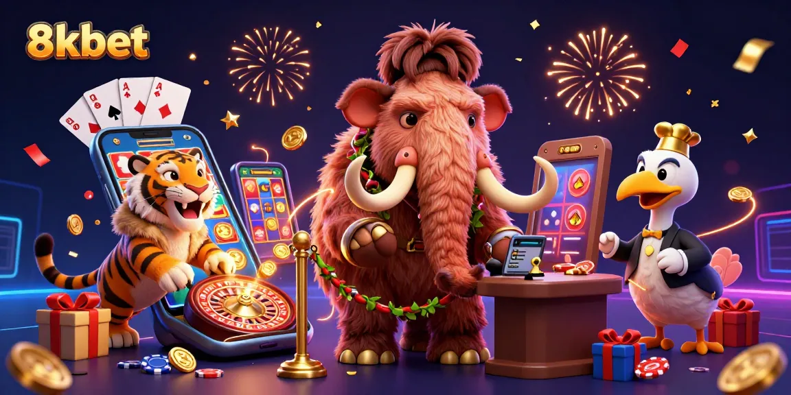 Experience 8xbet's thrilling gameplay with our vibrant casino scene featuring unique characters.
