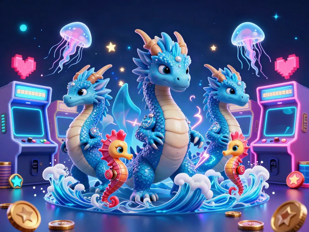 Experience thrilling Đá gà trực tiếp action with vibrant dragons and casino-themed elements in this vivid 3D illustration.