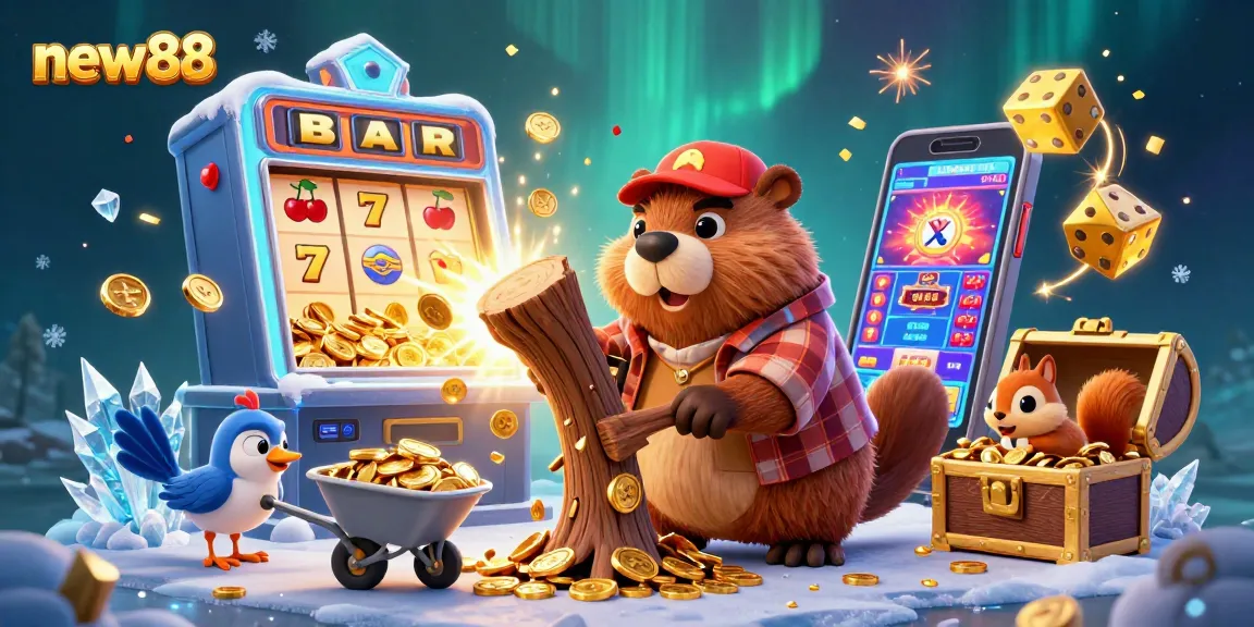 Spin for fortunes at new88 with an animated scene of luck and riches among jubilant characters.