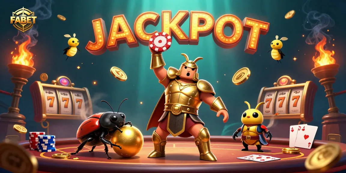 Spin the reels with FABET's jackpot illustration featuring vibrant casino elements.
