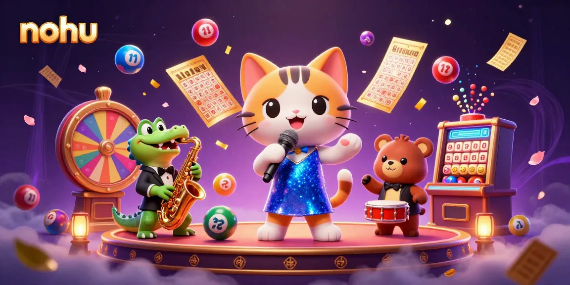 Experience nohu jackpots while enjoying vibrant animated casino scene with musical characters.