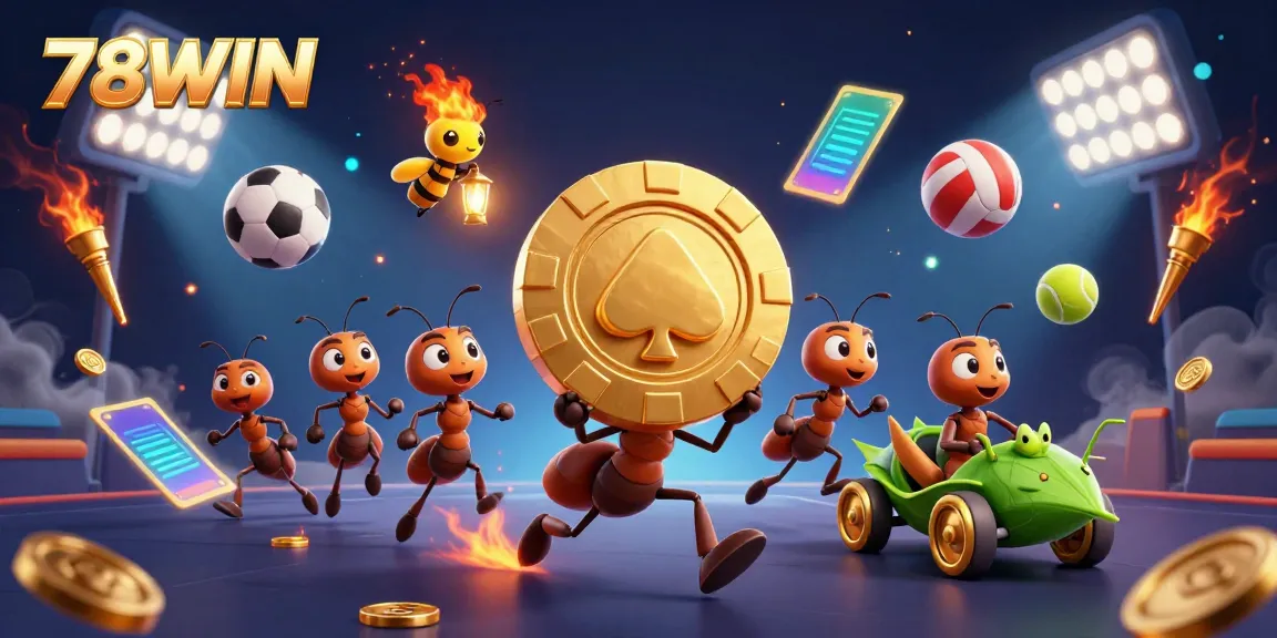 Engage with the thrilling heist scene featuring ants and sports elements at 78WIN!