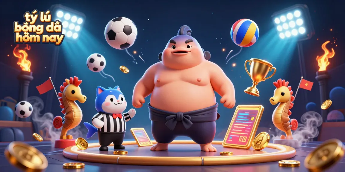 Capture the thrill of sports betting with tỷ lệ bóng đá hôm nay, showcasing animated characters and dynamic elements.