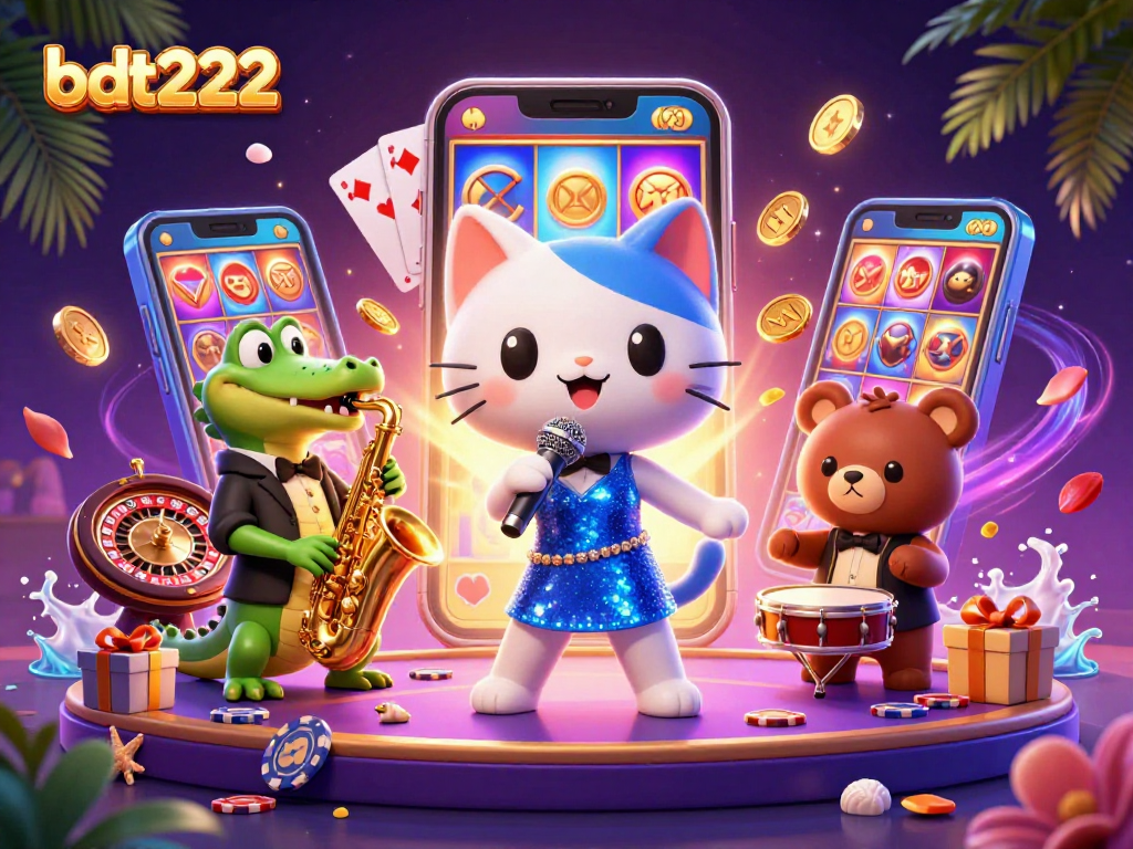 Engage with bdt222's vibrant casino scene featuring fun characters and dynamic gaming elements.