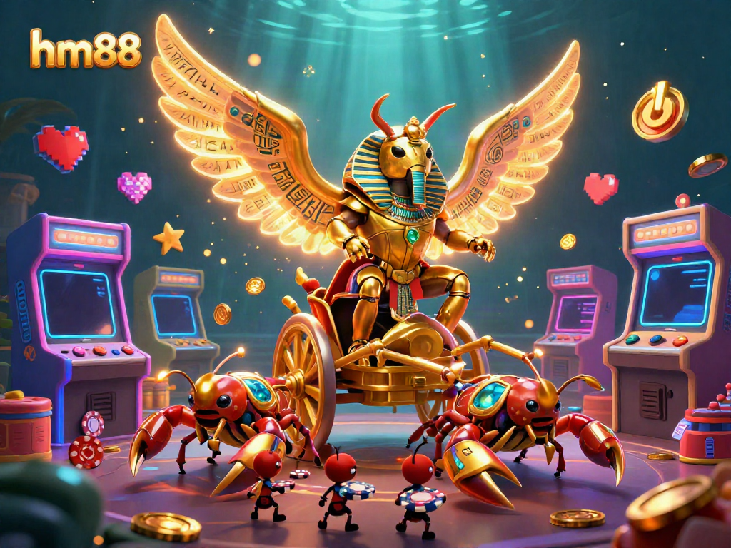 Experience the colorful gaming atmosphere at hm88 with vibrant 3D characters and casino elements.