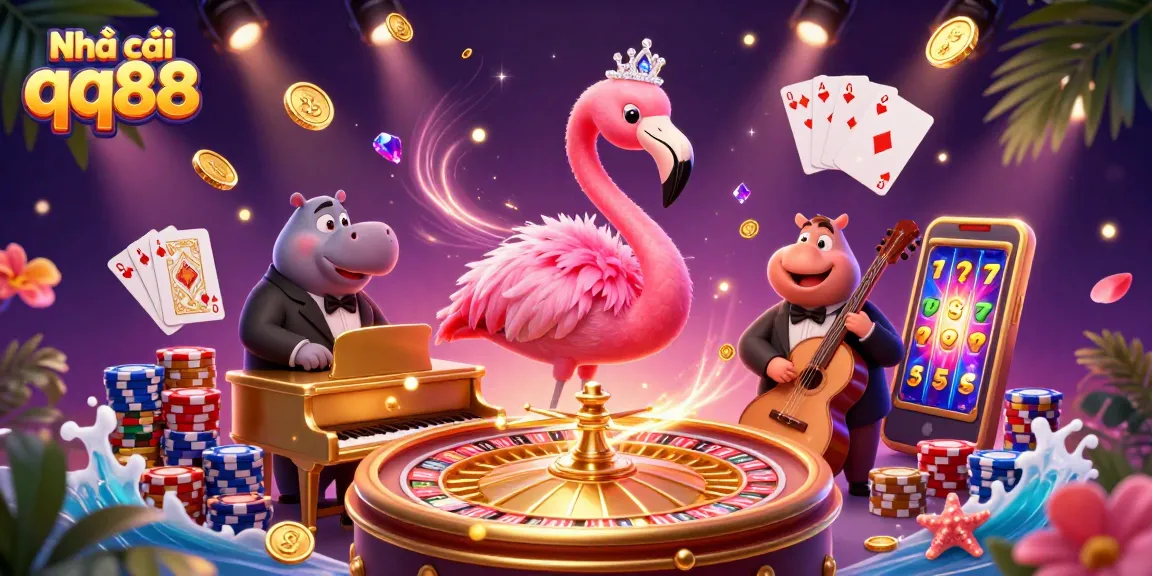 Join the fun at Nhà cái qq88 with vibrant casino elements and engaging characters!