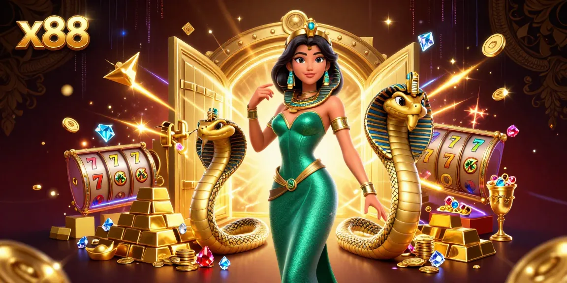 Experience thrilling wins with x88 in a vibrant casino scene filled with jewels and excitement.
