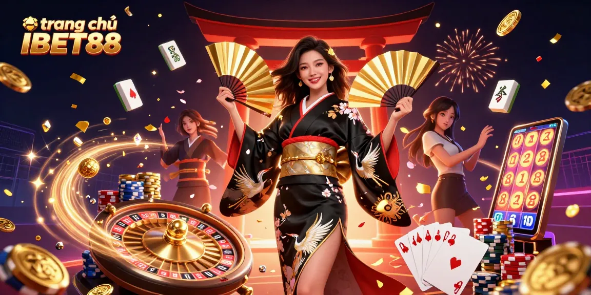 Experience the excitement of trang chủ IBET88 with a stunning 3D casino illustration showcasing vibrant characters and gaming elements.